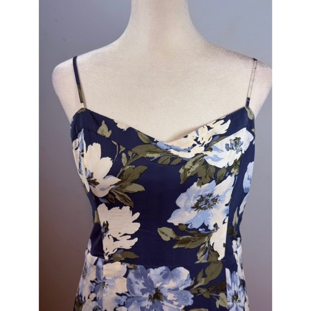 Abercrombie & Fitch Floral Maxi Dress Size M Smocked Back Spaghetti Strap Navy - Picture 3 of 9